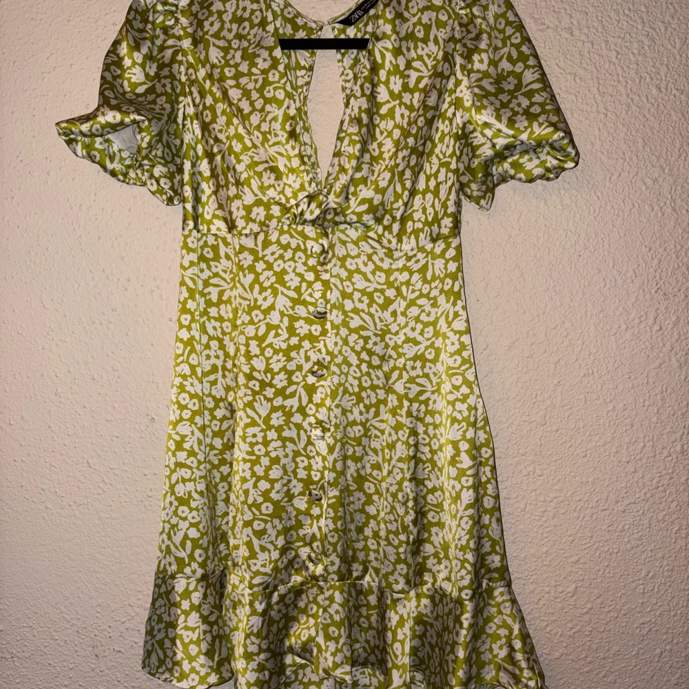 Zara satin floral mini dress